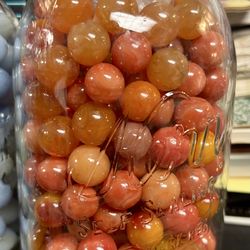 VINTAGE Glass Marbles 3 Pints Lot Red/Orange Blue Green HUNDREDS Of MARBLES