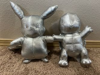 Pokemon 25th Anniversary Celebration Official 8" Plush Silver Squirtle  & Pikachu