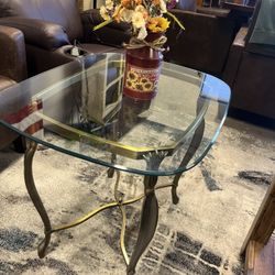 Brass Base Glass Top Coffee Table