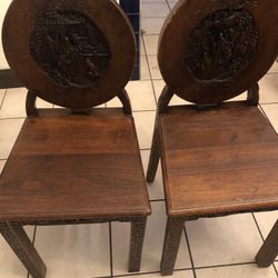 Antique Oriental Pair Of Chairs
