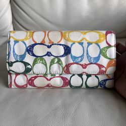 Coach Colorful Wallet With Removable Check & Card Holder 