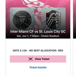 2 INTER MIAMI  TICKETS AVAILABLE  $60 EACH