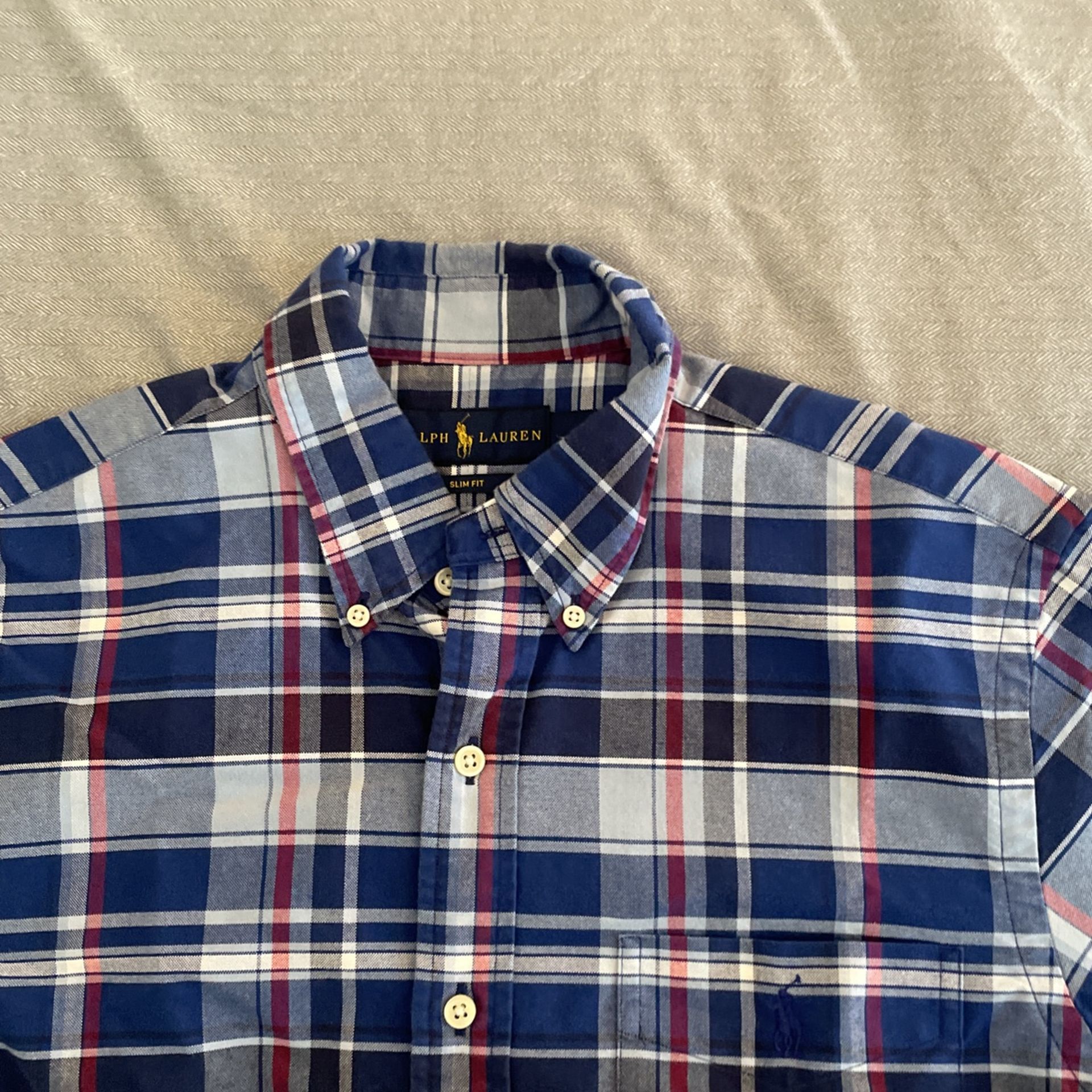 Ralph Lauren Oxford Plaid Slim Button down Shirt - Medium