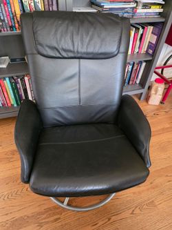 Faux leather chairs, 360° rotate plus recline, sold as pair