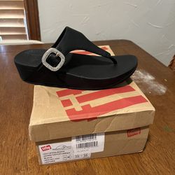 New Filtflop Lulu Crystal- Buckle Leather Toe Post Sandals