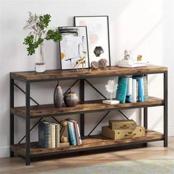 3 Tiers Console Table TV Stand with Storage Shelves,Sofa Table