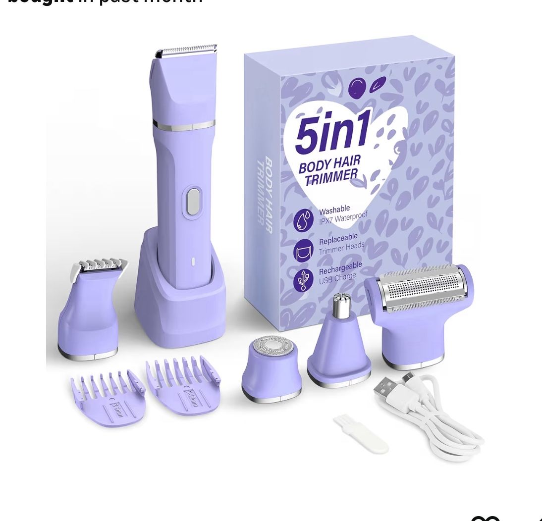 Brandnew 5-in-1 Electric Bikini Trimmer for Women – IPX7 Waterproof Shaver, Cordless Body & Facial Razors for Women, Ceramic Blades, USB-C Rechargeabl