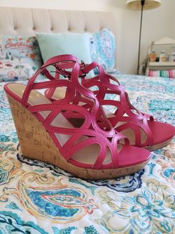Hot Pink Wedge Sandles - Charming Charlie Size 9