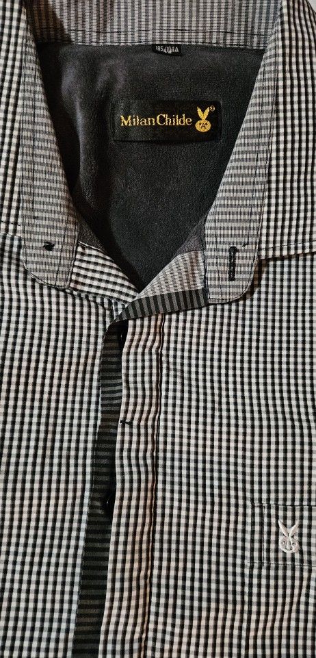 Milan Childe Mens Fleece Lined Plaid Casual Button Down Shirt