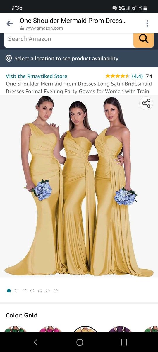 One shoulder Mermaid Dress (Gold)