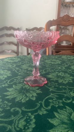 Vintage Fenton Rose Colonial Pink Serving Dish Candy Bowl