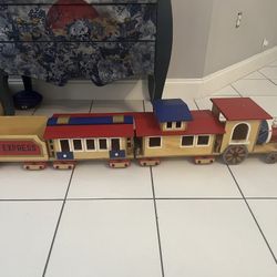 Large Wooden Santa Express Train Decoration 4 Pieces -5ft Long