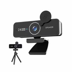 Webcam 2K QHD for Desktop,USB Web Cam with Builtin Noise Reduction Dual Microphones and Builtin Two Speakers (NEW IN BOX )