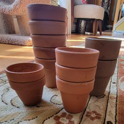 (12) Miniature Size Clay Flower Pots