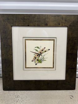 Framed Dragonfly Botanical Art Print