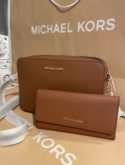 💯 Authentic !!! Brand New Michael Kors Brown Crossbody Purse With Matching Wallet