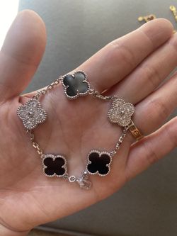 Onyx White Gold Plated Bracelet 