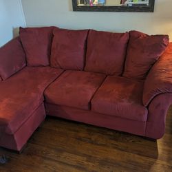 Red Sectional L-Shaped Couch