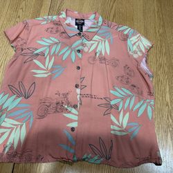 Harley-Davidson Women’s Button-Up Shirt – Size 2XL – Tropical Motorcycle Print