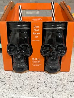 Glass Skull Sippers Set Black