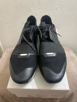 Authentic Balenciaga Race tRunner Sneakers Black Leather & Mesh Size 12 men’s