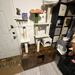 71 Inch Cat Tree With Litter Box Enclosure. 