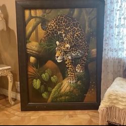 Jaguar painting in Black Frame