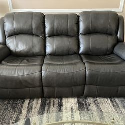 Charcoal Leather Motion Couch