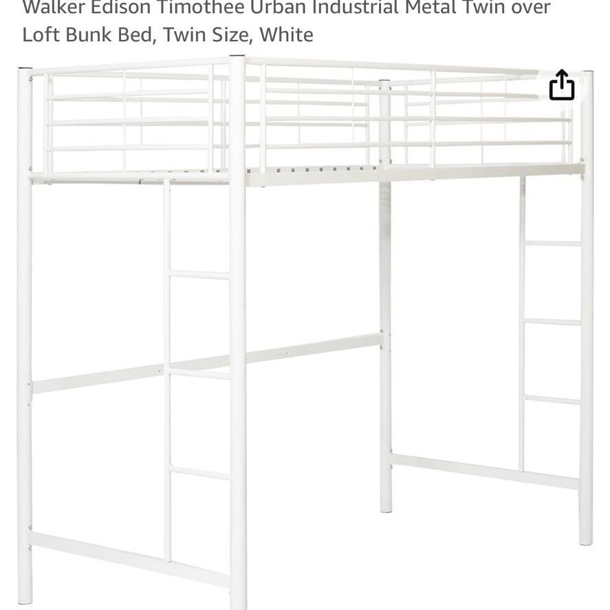 White Loft Bed, Twin, Sturdy Metal
