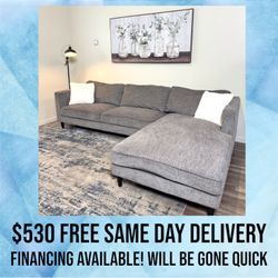 FREE DELIVERY Living Spaces Gray Sectional Couch Sofa