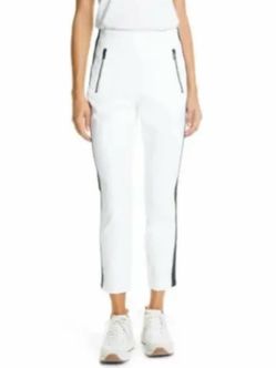 NWT Rag & Bone Pants Simone White Ankle High Rise Zipper Side Stripe Size 10