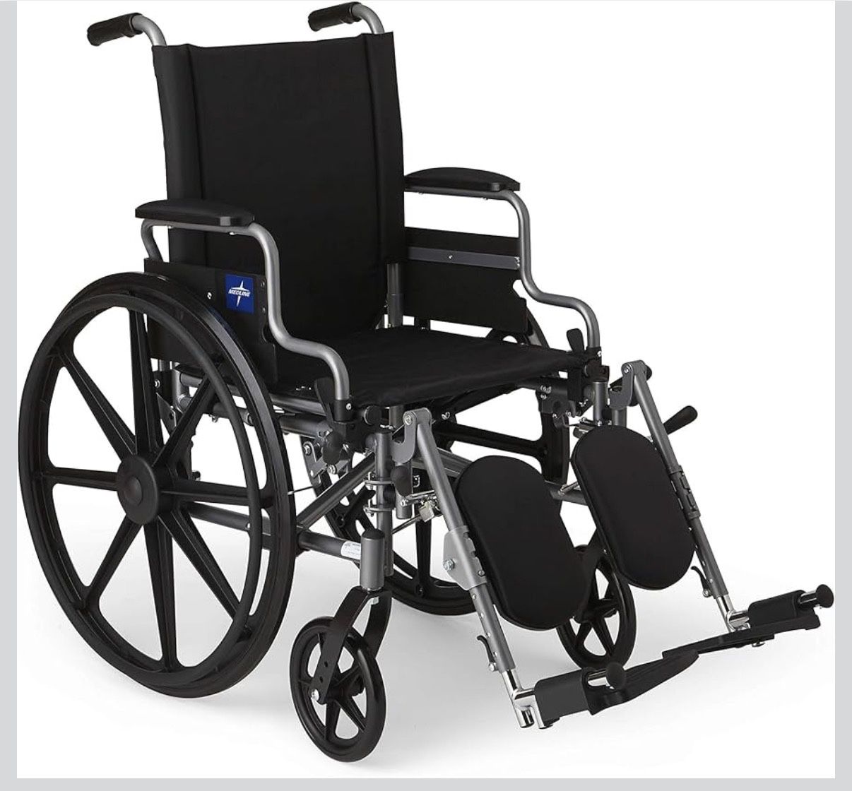 Medline Lightweight Wheelchair for Adults With Swing-Back, Desk-Length Arms, Elevating Leg Rests; 18W" x 16"D Seat