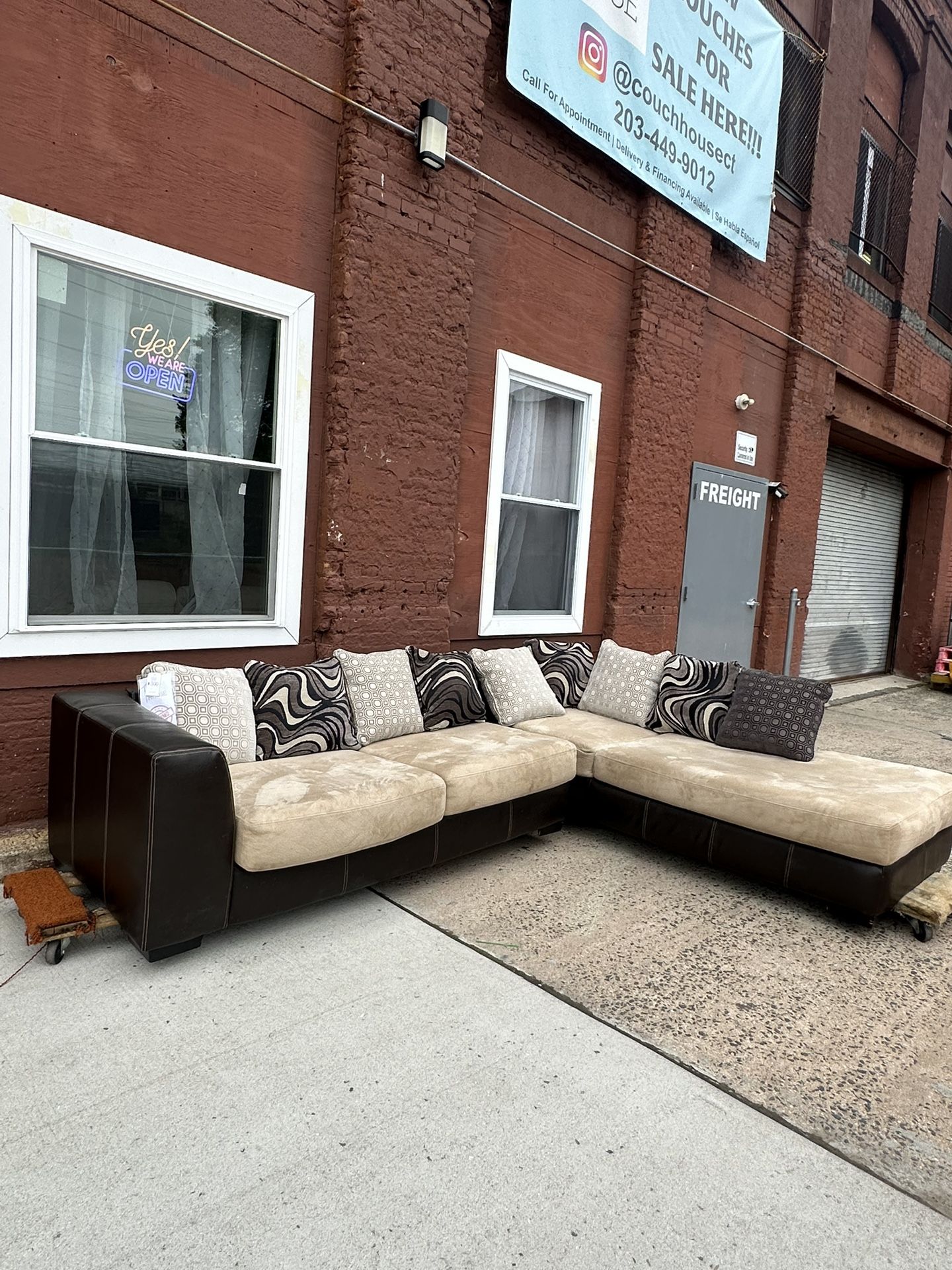 Black And Beige Sectional 