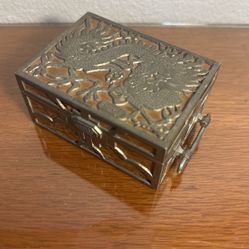 Antique Chinese Dragon / Wood Box, Swato Pewter