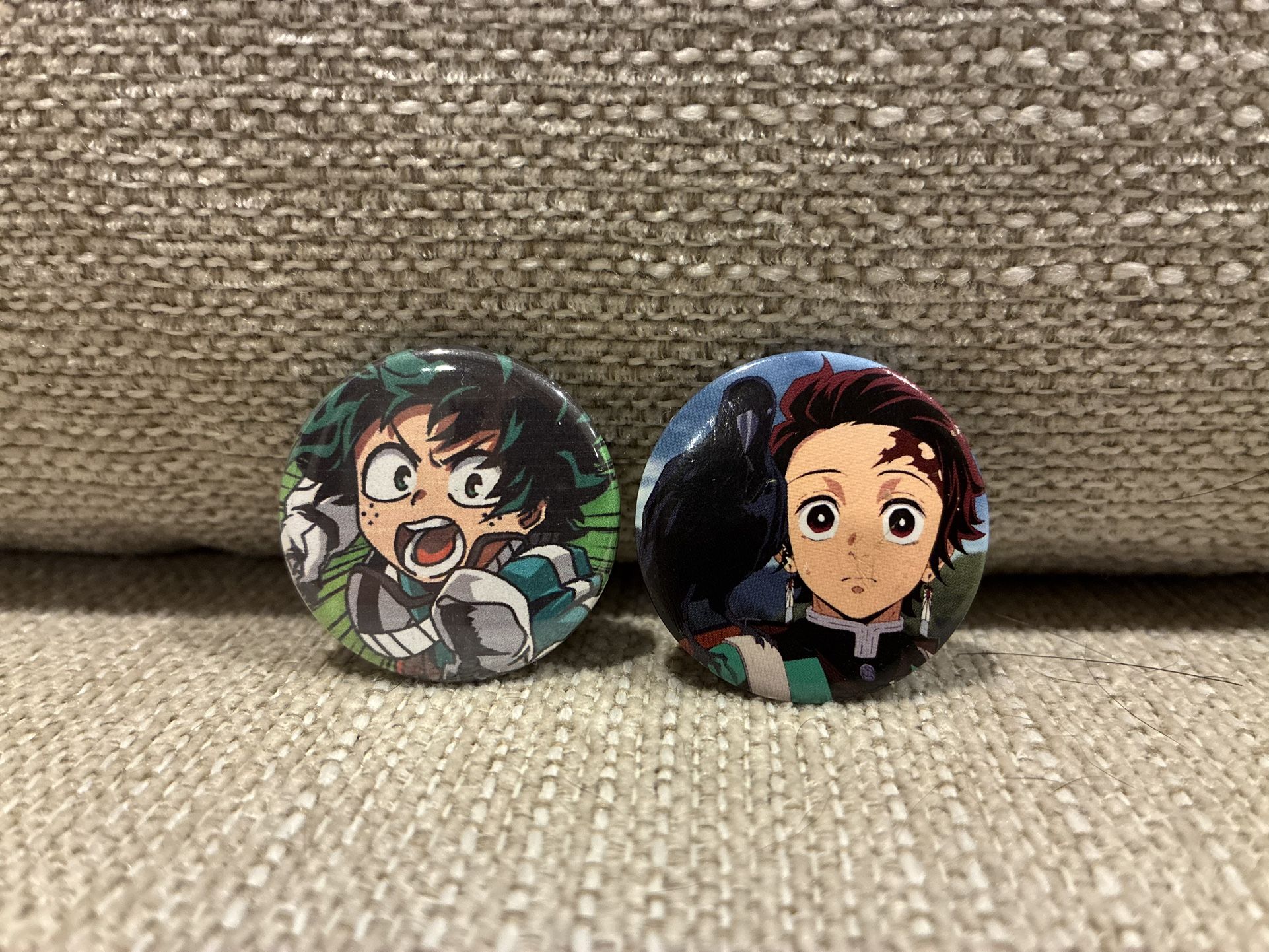 Demon Slayer Tanjiro And MHA Midoria Button Pins