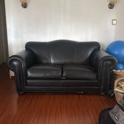 Black Leather  Feel Loveseat 