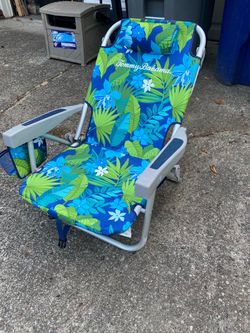 Tommy Bahama Backpack Beach Chair – Blue & Green Tropical Floral – $40 OBO