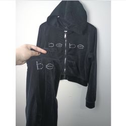 BEBE Black Velour Track Suit XL
