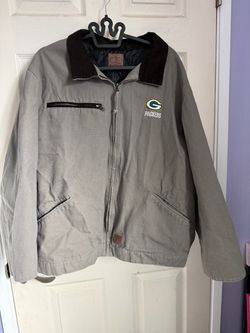DB Workwear Green Bay Packers Heavyweight Canvas Work Jacket - Corduroy Collar (Grey/Taupe)