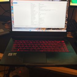 2022 MSI GF65 Laptop I5, Rtx 3060, 64GB Ram, 512 GB HD