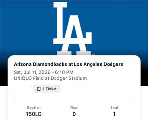 Arizona Diamondbacks vs LA Dodgers 7/11/2026