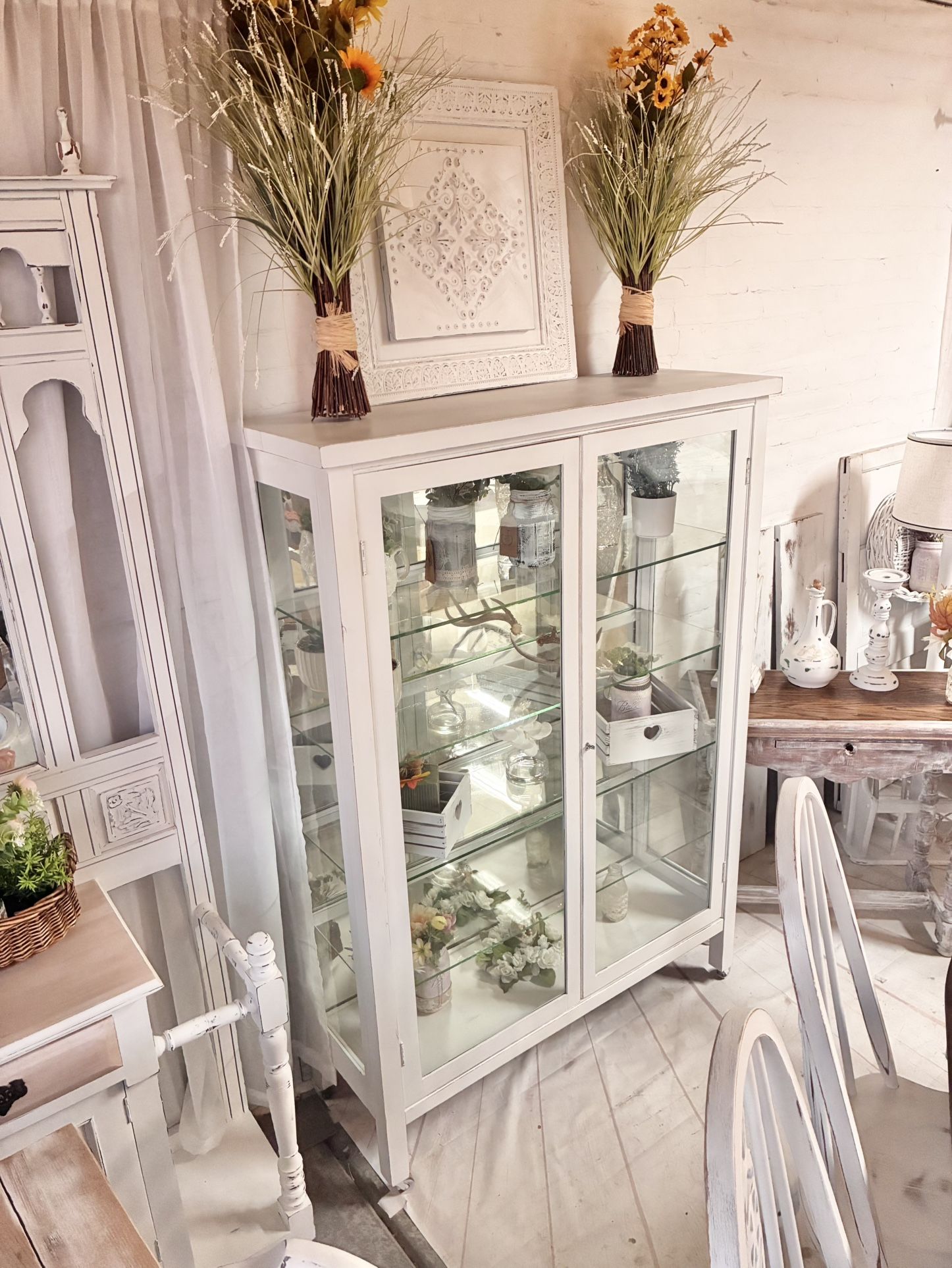 Curio Display Hutch Cabinet