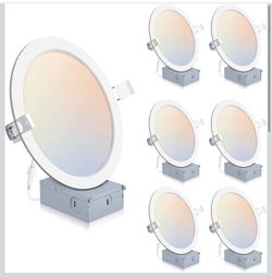 Powerasia 6 Pack 8 Inch LED Recessed Lighting, 5CCT Canless Wafer