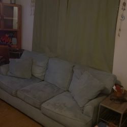 Grey Microfiber Couch With Pillows