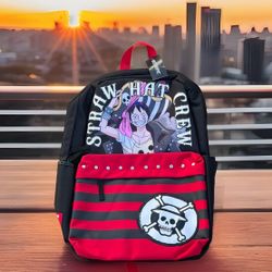 One Piece Straw Hat Crew School Backpack Red Luffy