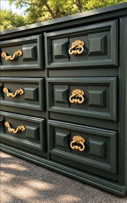 Stunning Refinished Mediterranean 9-Drawer Dresser – Deep Heritage Olive