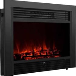 Electric Fireplace Insert w/Remote & Timer 28.5" 1500W Adjustable 3D Flame Space Heater Wall Firebox Indoor Stove Room Fake