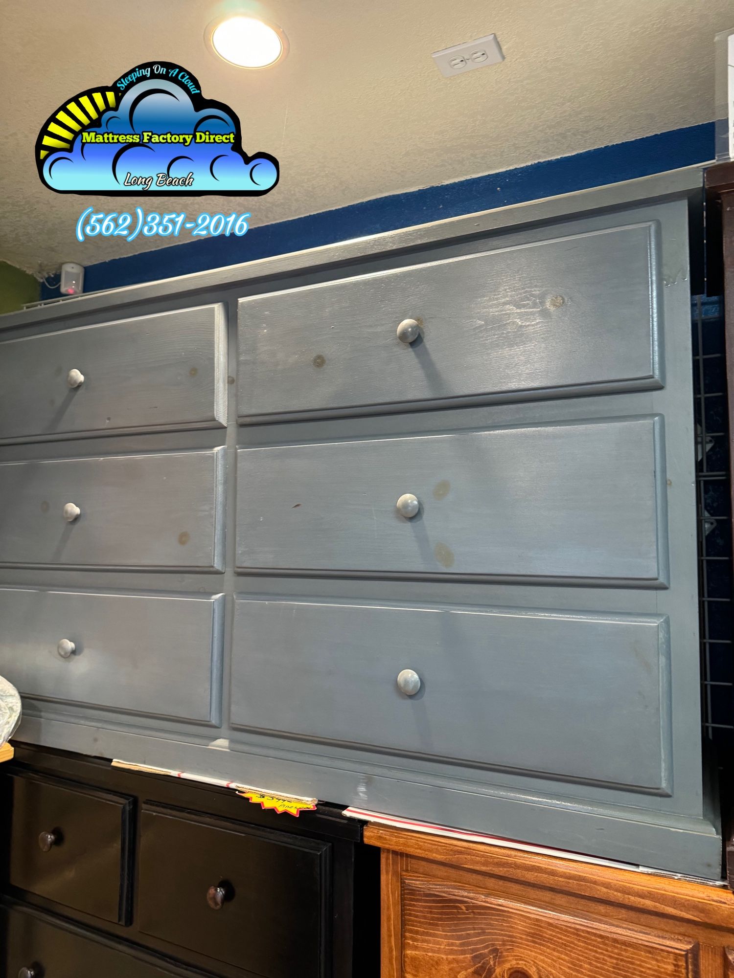 Grey Pinewood Six Drawer Dresser Chest Comoda Nueva