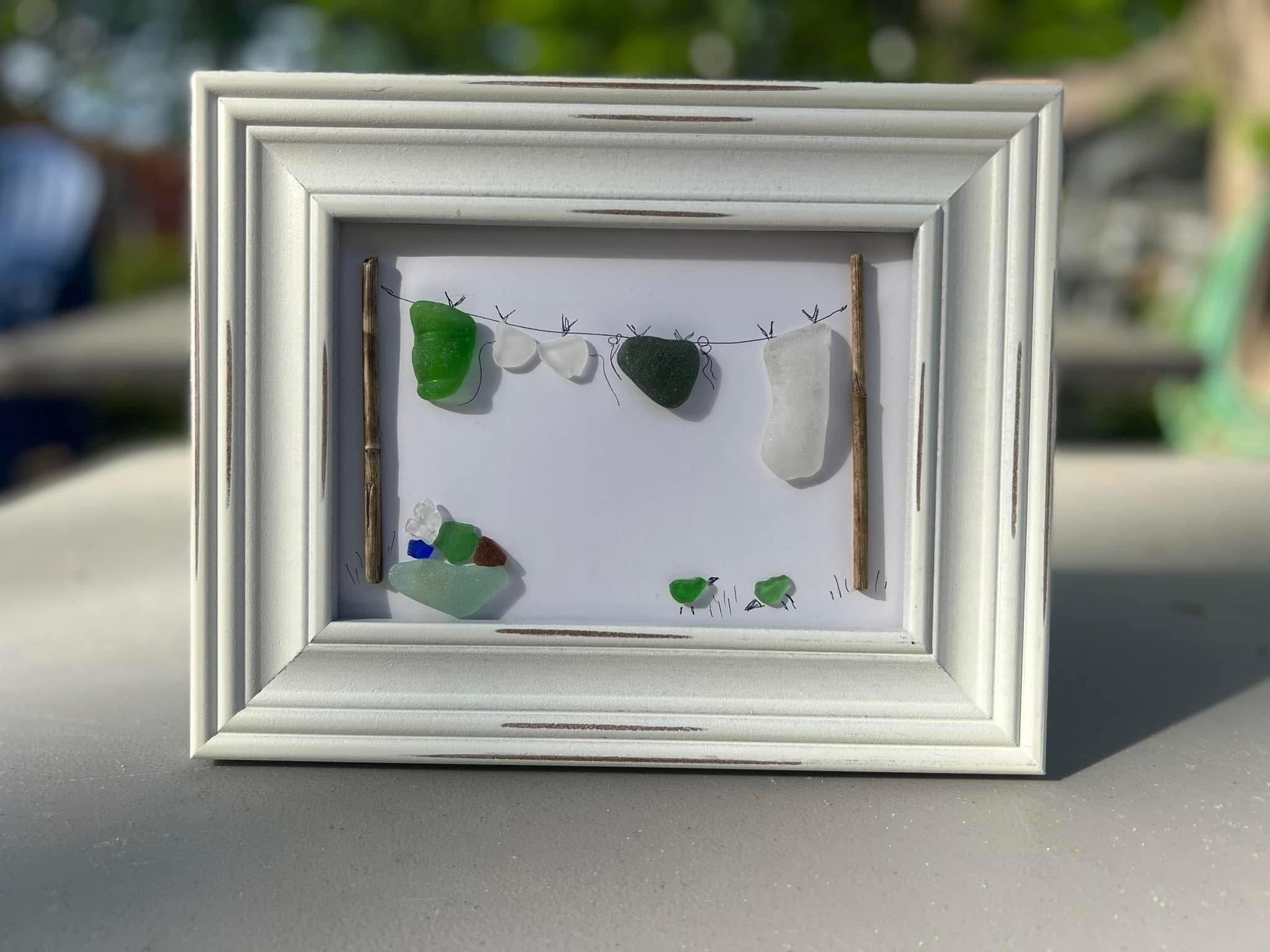 Seaglass Art “laundry day” 5x7
