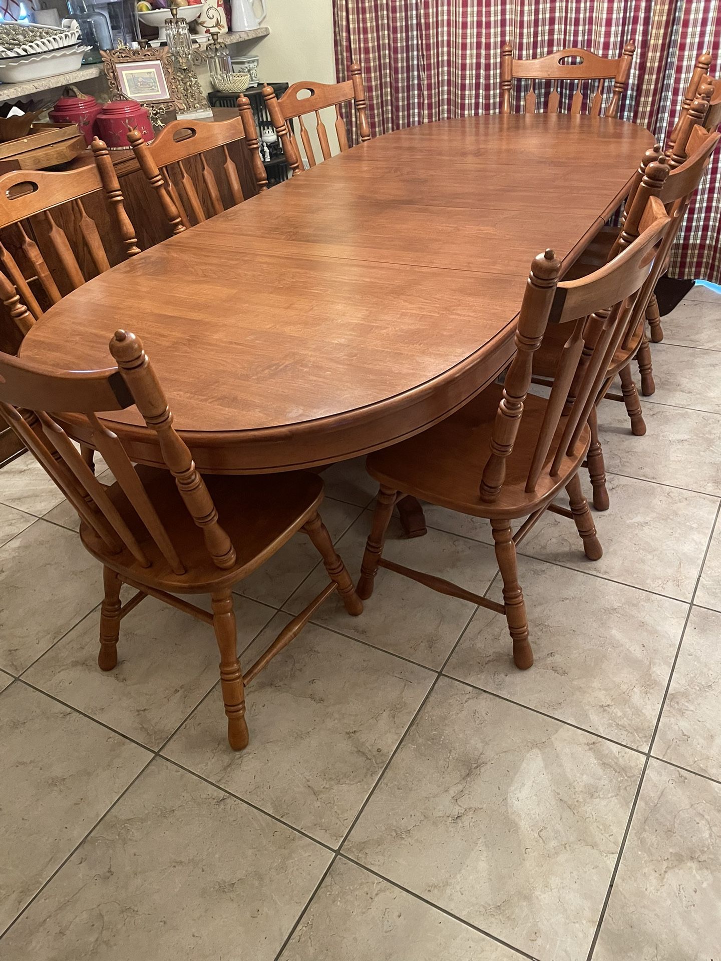 Dining Room Set -Tell City famous hard Rock Maple Table W/ 2 Leaves & W/8 Chairs